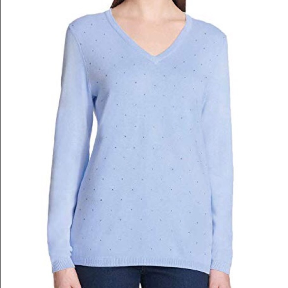 DKNY Blue Embellished Sweater - XL